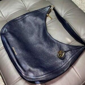 Michael Kors Navy Blue Leather Hobo Bag